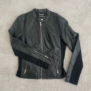 Express Faux Leather Moto Jacket (Black)